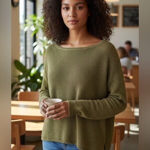 Banana Republic Sage Green Women's Sweater - Ribbed - Casual Chic - Size Large